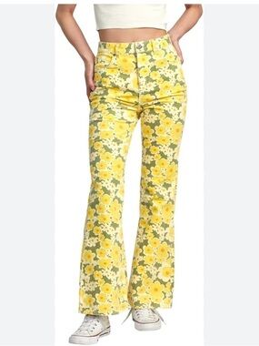 RVCA Yellow Corduroy Flower Power Pants 26